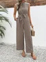 Women Geometric Crew Neck Sleeveless Vintage Summer Jumpsuit