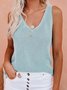 Women Sleeveless Tank Top Camisole Summer Plain Split Joint V Neck Daily Simple Top