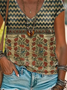 Women Floral Short Sleeve Tee T-shirt V Neck Printing Casual Summer Graphic Tee Top