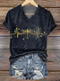 Women Dragonfly Short Sleeve Tee T-shirt V Neck Printing Casual Summer Graphic Tee Top