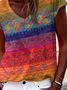 Women Floral Short Sleeve Tee T-shirt V Neck Printing Casual Summer Graphic Tee Top
