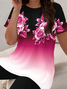 Women Floral Printing Two-Piece Set Daily Short Sleeve Casual Summer Top With Pants Matching Set