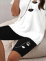 Women Abstract Printing Two-Piece Set Daily Short Sleeve Casual Summer Top With Pants Matching Set