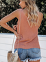 Women Sleeveless Tank Top Camisole Summer Plain Split Joint V Neck Daily Simple Top