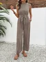Women Geometric Crew Neck Sleeveless Vintage Summer Jumpsuit