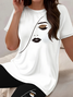 Women Abstract Printing Two-Piece Set Daily Short Sleeve Casual Summer Top With Pants Matching Set