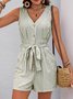 Women Geometric V Neck Sleeveless Vintage Summer Jumpsuit