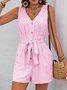 Women Geometric V Neck Sleeveless Vintage Summer Jumpsuit