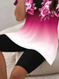 Women Floral Printing Two-Piece Set Daily Short Sleeve Casual Summer Top With Pants Matching Set