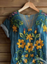 Women Floral Short Sleeve Tee T-shirt V Neck Printing Casual Summer Graphic Tee Top