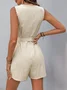 Women Geometric V Neck Sleeveless Vintage Summer Jumpsuit
