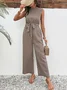 Women Geometric Crew Neck Sleeveless Vintage Summer Jumpsuit