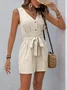 Women Geometric V Neck Sleeveless Vintage Summer Jumpsuit