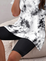 Women Abstract Printing Two-Piece Set Daily Short Sleeve Casual Summer Top With Pants Matching Set