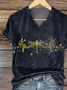 Women Dragonfly Short Sleeve Tee T-shirt V Neck Printing Casual Summer Graphic Tee Top