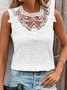 Women Sleeveless Tank Top Camisole Summer Floral Embroidery Crew Neck Daily Simple Top