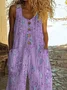Women Abstract Crew Neck Sleeveless Casual Summer Jumpsuit