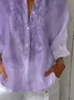 Women Floral Three Quarter Sleeve Shirt Spring/Fall Printing Shirt Collar Daily Casual Top
