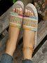 New Ethnic Style Slippers For Women Hemp Rope Gold Line Geometric Thick Bottom Platform Slippers