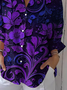 Women Floral Three Quarter Sleeve Shirt Spring/Fall Printing Shirt Collar Daily Casual Top