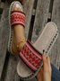 New Ethnic Style Slippers For Women Hemp Rope Gold Line Geometric Thick Bottom Platform Slippers