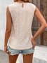 Women Sleeveless Tank Top Camisole Summer Floral Embroidery Crew Neck Daily Simple Top