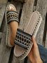 New Ethnic Style Slippers For Women Hemp Rope Gold Line Geometric Thick Bottom Platform Slippers