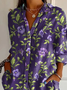 Women Floral Long Sleeve Shirt Spring/Fall Buckle Shirt Collar Daily Casual Top