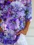 Women Floral Three Quarter Sleeve Tee T-shirt V Neck Printing Casual Spring/Fall Graphic Tee Top
