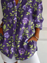 Women Floral Long Sleeve Shirt Spring/Fall Buckle Shirt Collar Daily Casual Top