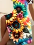 Women Floral Short Sleeve Summer Printing Dress V Neck Daily Casual Midi Fit & Flare Dress A-Line Dress