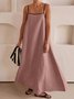 Women Striped Sleeveless Summer Split Joint Dress Square Neck Daily Vintage Maxi Tank A-Line Dress