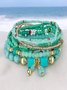 Handmade Bohemian Women's Millet Bead Bracelets, Romantic Element Bracelet Set 8 Pieces/set Bracelet