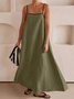 Women Striped Sleeveless Summer Split Joint Dress Square Neck Daily Vintage Maxi Tank A-Line Dress