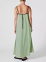 Women Striped Sleeveless Summer Split Joint Dress Square Neck Daily Vintage Maxi Tank A-Line Dress
