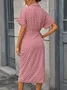 Women Geometric Short Sleeve Summer Printing Dress V Neck Daily Vintage Midi Tank A-Line Dress