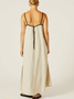 Women Striped Sleeveless Summer Split Joint Dress Square Neck Daily Vintage Maxi Tank A-Line Dress