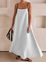Women Striped Sleeveless Summer Split Joint Dress Square Neck Daily Vintage Maxi Tank A-Line Dress