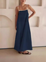 Women Striped Sleeveless Summer Split Joint Dress Square Neck Daily Vintage Maxi Tank A-Line Dress
