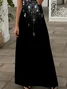 Women Abstract Short Sleeve Summer Printing Dress V Neck Daily Casual Maxi X-Line Dress
