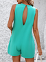 Women Plain Crew Neck Sleeveless Casual Summer Cotton Jumpsuit