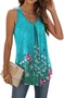 Women Sleeveless Tank Top Camisole Summer Plain Ruched Crew Neck Daily Sports Top