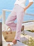 Women Striped Ankle Pants Elastic Waist Pants Casual Spring/Fall Trousers