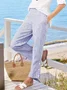 Women Striped Ankle Pants Elastic Waist Pants Casual Spring/Fall Trousers