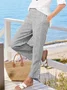 Women Striped Ankle Pants Elastic Waist Pants Casual Spring/Fall Trousers