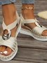 New Wedge Heel Sandals For Women Metal Buckle Hemp Rope Wedge Heel Light Bottom Thick Bottom Fish Mouth Pine Root Sandals