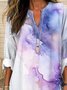 Women Abstract Long Sleeve Blouse Spring/Fall Printing V Neck Daily Casual Top