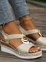New Wedge Heel Sandals For Women Metal Buckle Hemp Rope Wedge Heel Light Bottom Thick Bottom Fish Mouth Pine Root Sandals