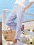 Women Striped Ankle Pants Elastic Waist Pants Casual Spring/Fall Trousers