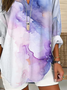 Women Abstract Long Sleeve Blouse Spring/Fall Printing V Neck Daily Casual Top